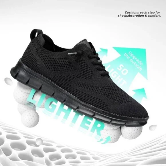 ⚡Men's 2 Black Mesh Casual Walking Business Oxfords Work Lightweight Sneakers - Picture 2 of 7